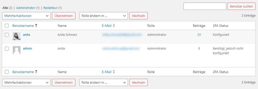 WordPress Admin-Benutzer löschen