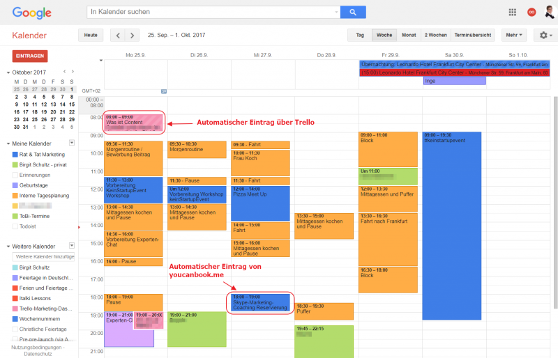 Marketing Aufgaben organisieren mit Google Calendar - Screenshot