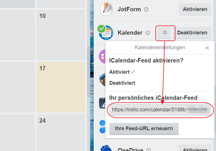 Marketing Aufgaben organisieren - Trello ICS Kalender - Screenshot