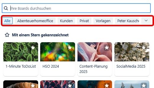 Übersicht über alle Trello-Boards
