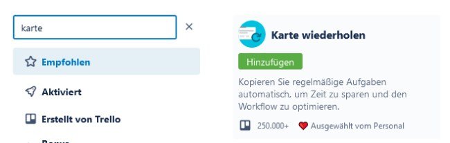 Trello Karten wiederholen PowerUp